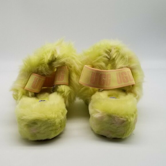UGG Oh Yeah Fuzz Yellow Slide Sandals Womens Size 8 Fuzzy Plush Slippers - Picture 4 of 6